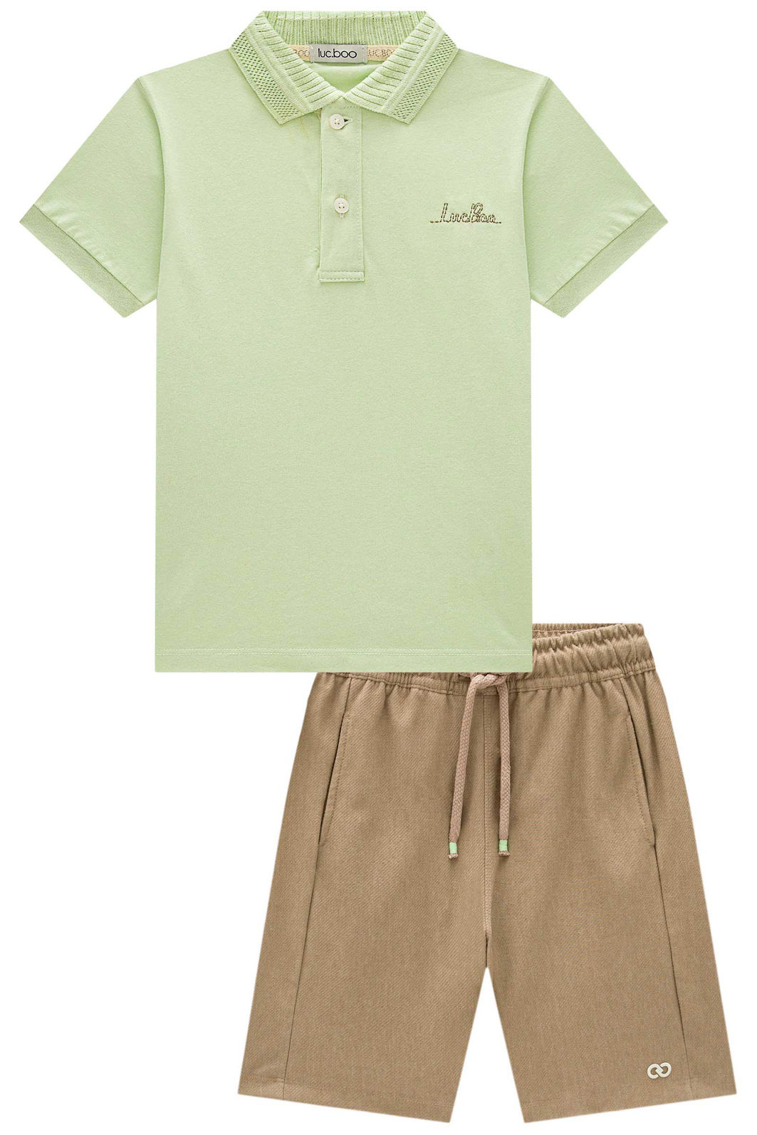 Conjunto de polo em meia malha e bermuda em cotton jeans com elastano 99064 LucBoo Infantil Menino Conjunto de polo em meia malha e bermuda em cotton jeans com elastano 99064 LucBoo Infantil Menino