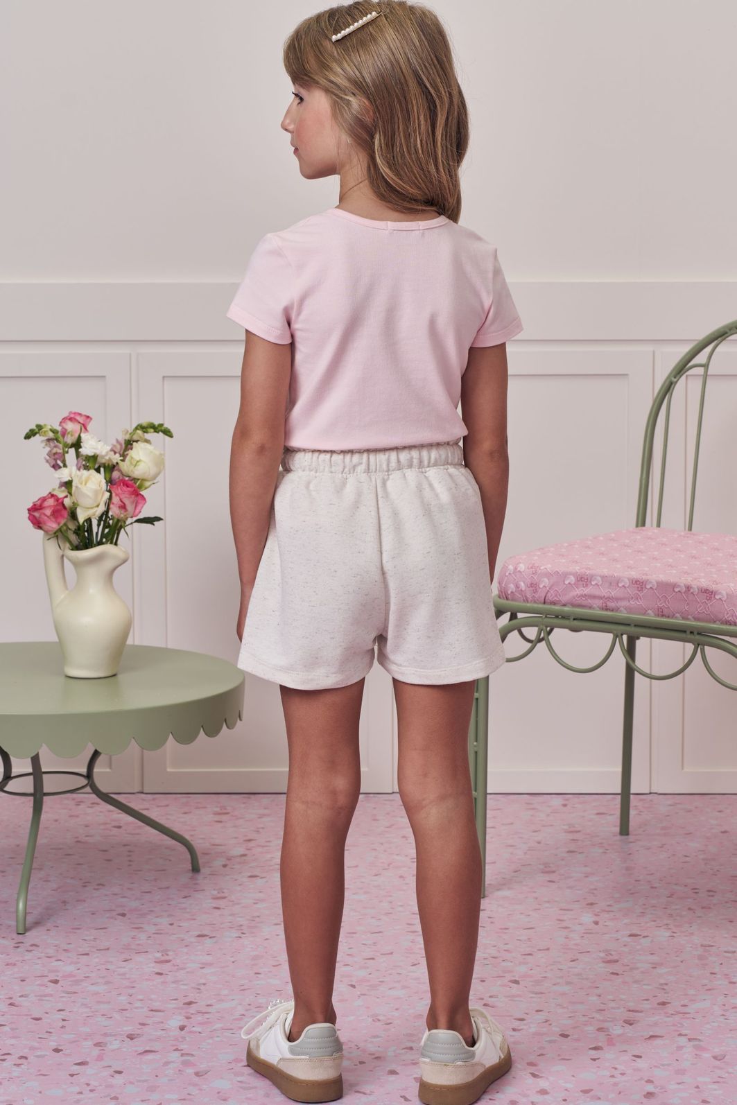 Conjunto de blusa em cotton e shorts em moletom linho sem pelúcia 98998 Infanti Infantil Menina Conjunto de blusa em cotton e shorts em moletom linho sem pelúcia 98998 Infanti Infantil Menina