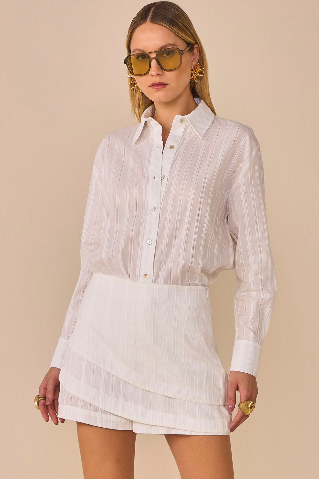 Camisa em tricoline de algodão premium texturizado 95281 Linzzi Camisa em tricoline de algodão premium texturizado 95281 Linzzi