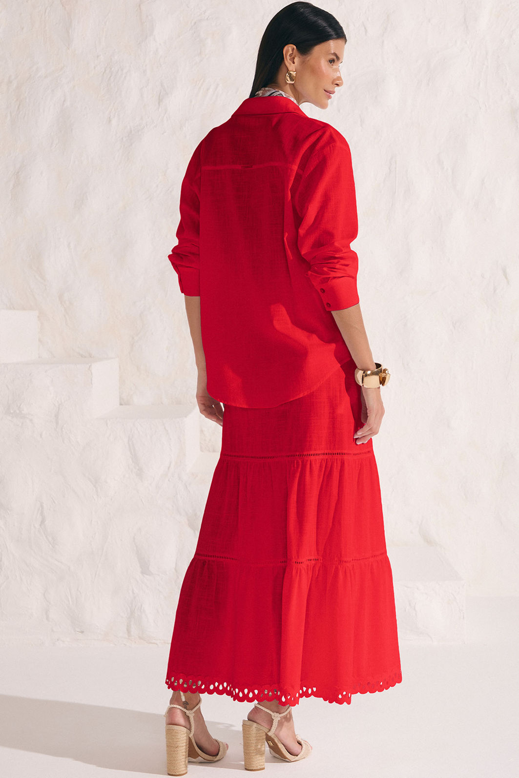 Saia maxi midi em viscose de linho 86573 Linzzi Saia maxi midi em viscose de linho 86573 Linzzi