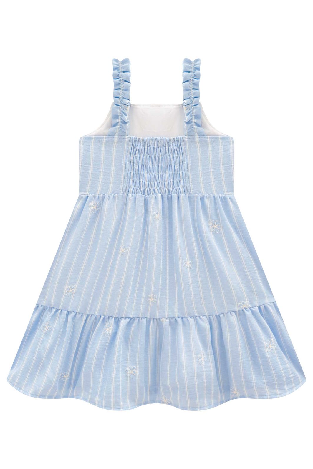 Vestido em tecido listrado bordado 98367 Infanti Infantil Menina Vestido em tecido listrado bordado 98367 Infanti Infantil Menina