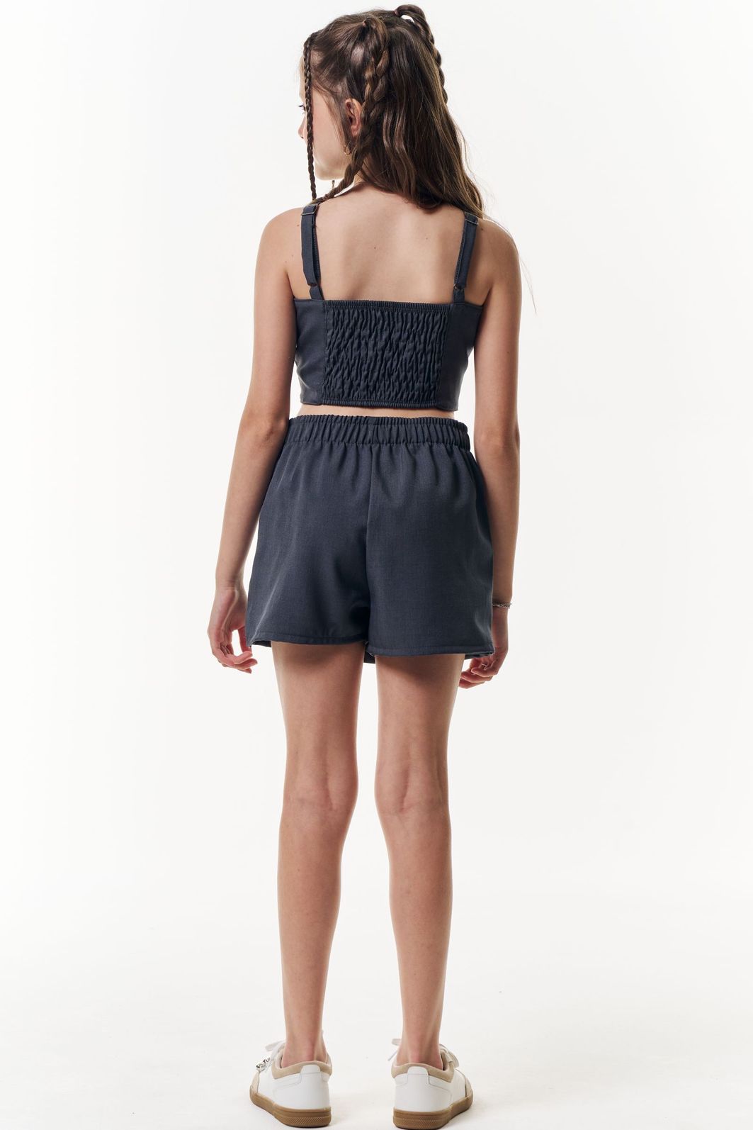 Conjunto de regata e short saia em alfaiataria premium melange 95987 Vic Teen Menina Conjunto de regata e short saia em alfaiataria premium melange 95987 Vic Teen Menina