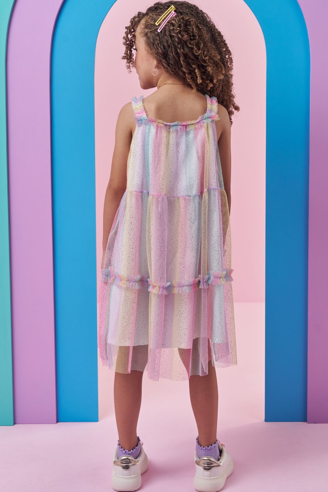 Vestido em tule foil degradê 99637 Kukiê Infantil Menina Vestido em tule foil degradê 99637 Kukiê Infantil Menina