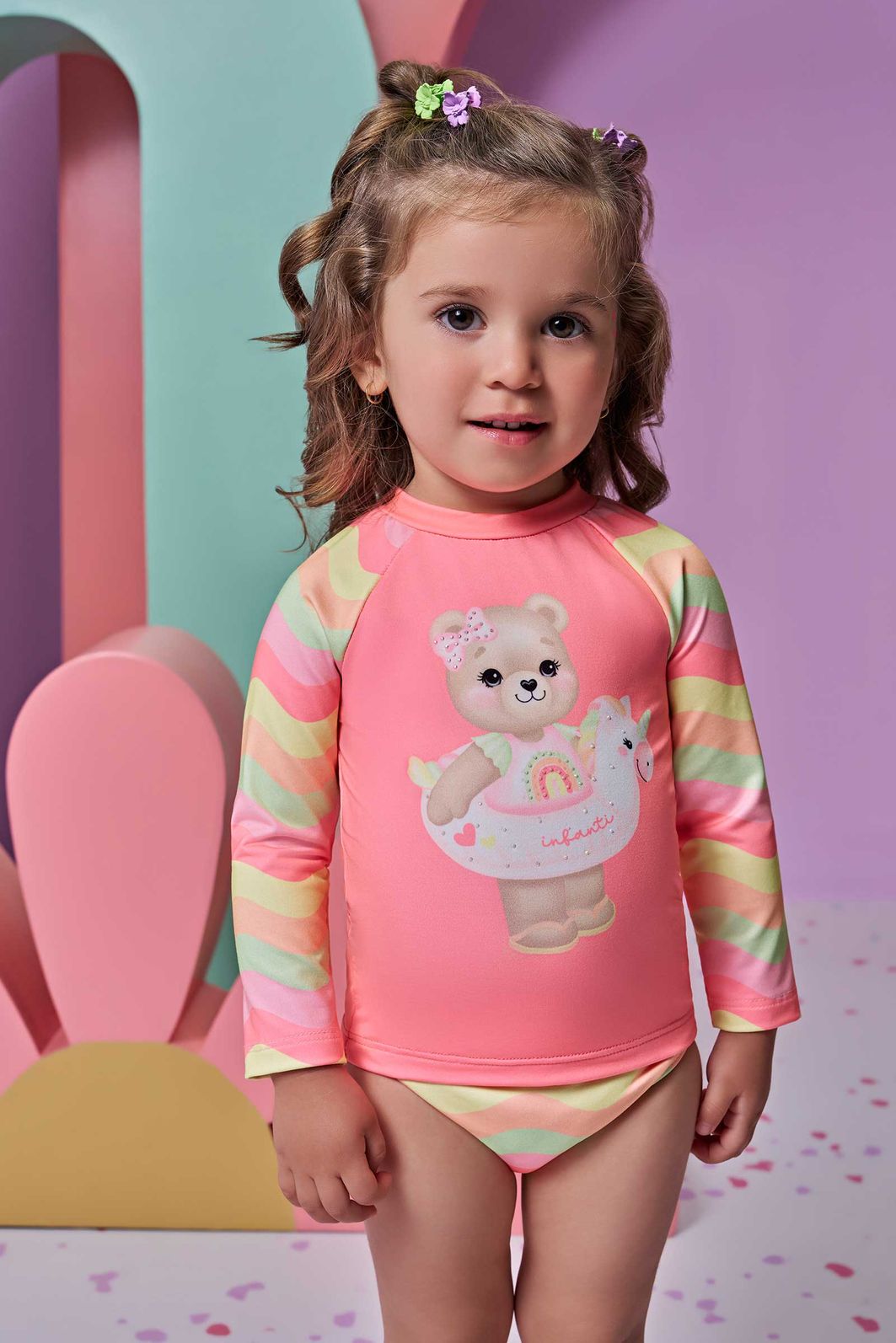 Conjunto de blusa e calcinha em malha UV dry com proteção UV 50+ 95668 Infanti Bebê Menina Conjunto de blusa e calcinha em malha UV dry com proteção UV 50+ 95668 Infanti Bebê Menina