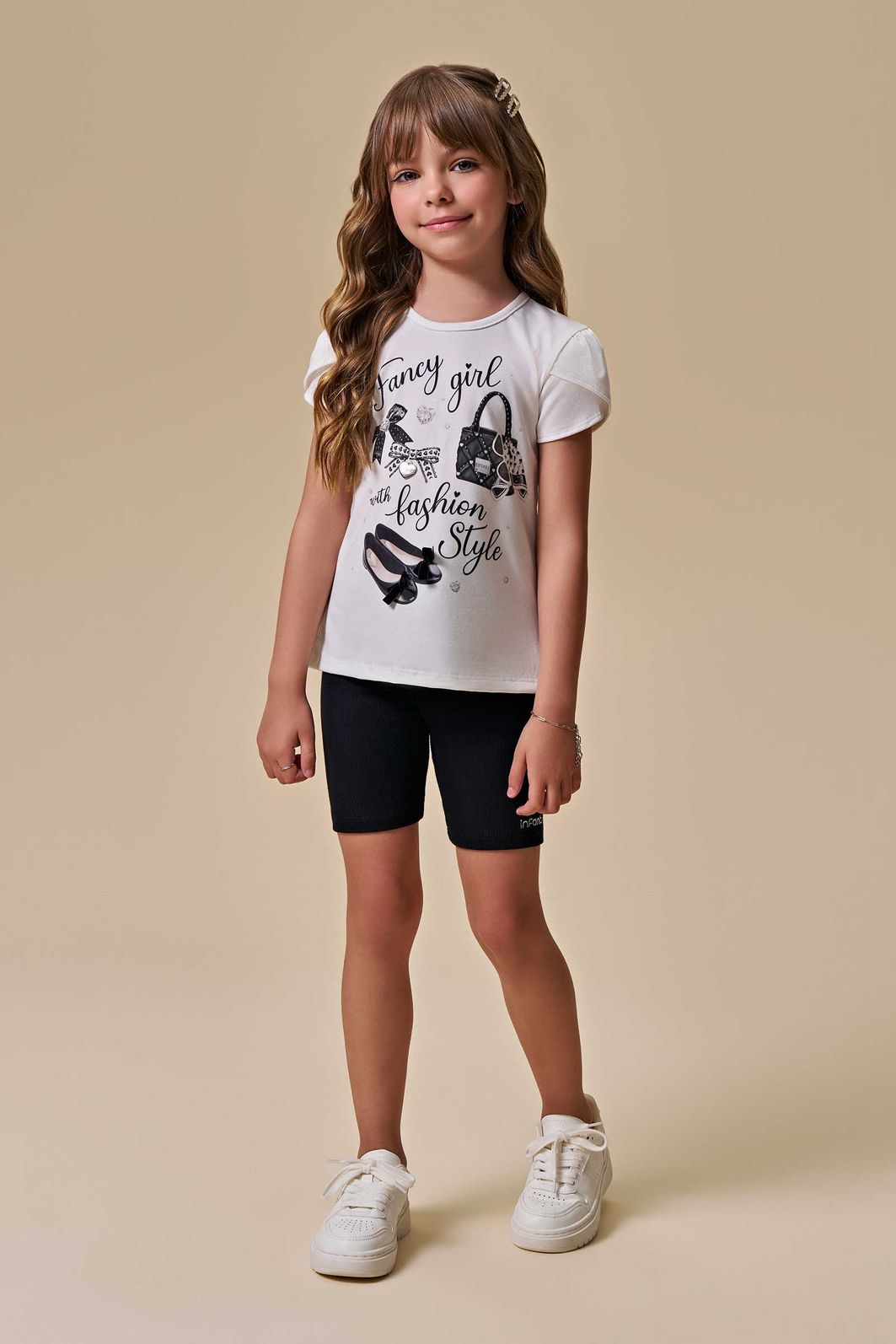 Conjunto de blusa alongada em malha power e bermuda biker em canelado liz 96891 Infanti Infantil Menina Conjunto de blusa alongada em malha power e bermuda biker em canelado liz 96891 Infanti Infantil Menina