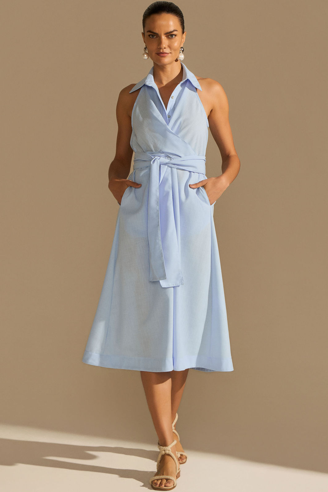 Vestido maxi midi em blend de linho 95622 Linzzi Vestido maxi midi em blend de linho 95622 Linzzi
