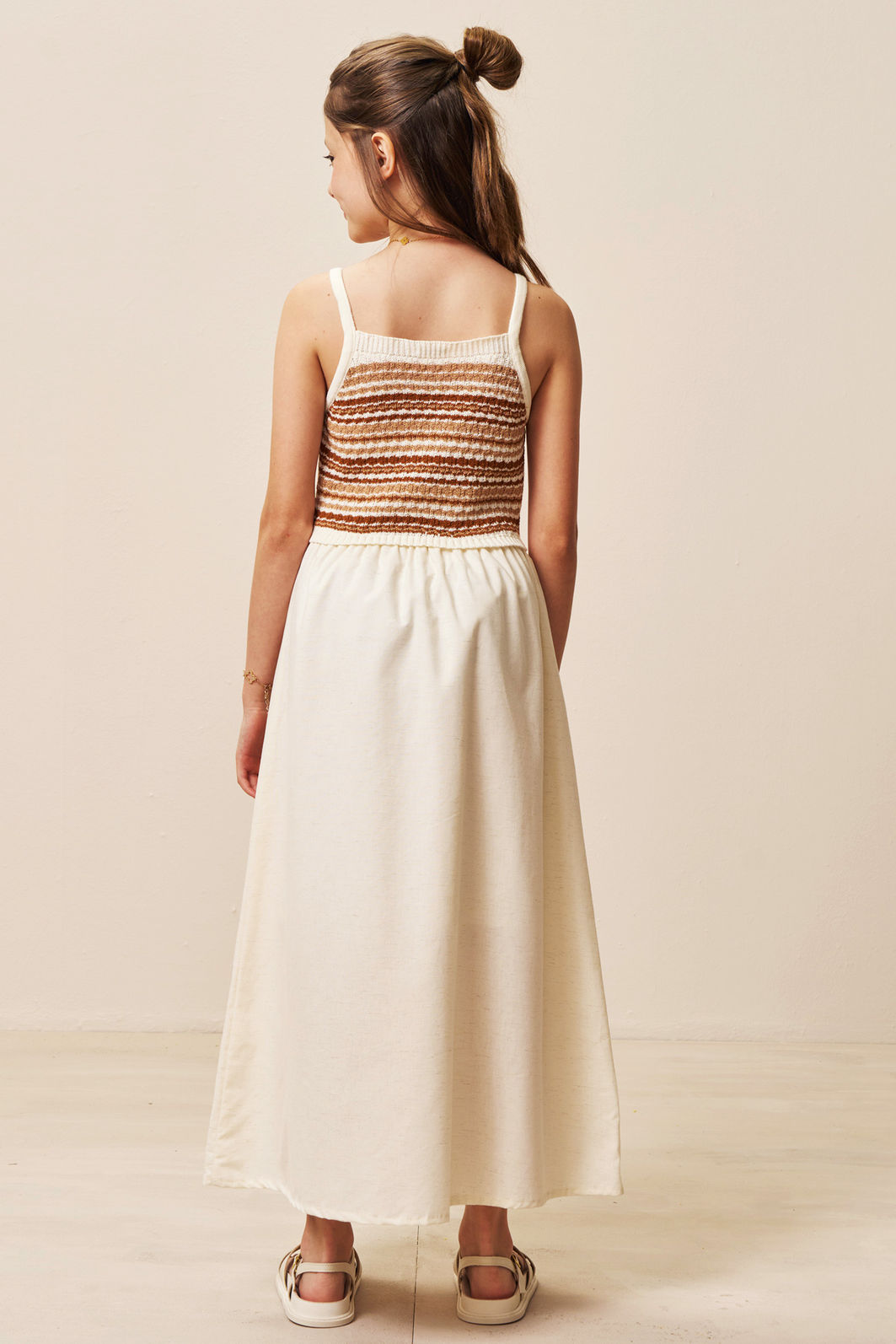Vestido midi em tricot 100% algodão e linho deluxe 94375 Vic Teen Menina Vestido midi em tricot 100% algodão e linho deluxe 94375 Vic Teen Menina
