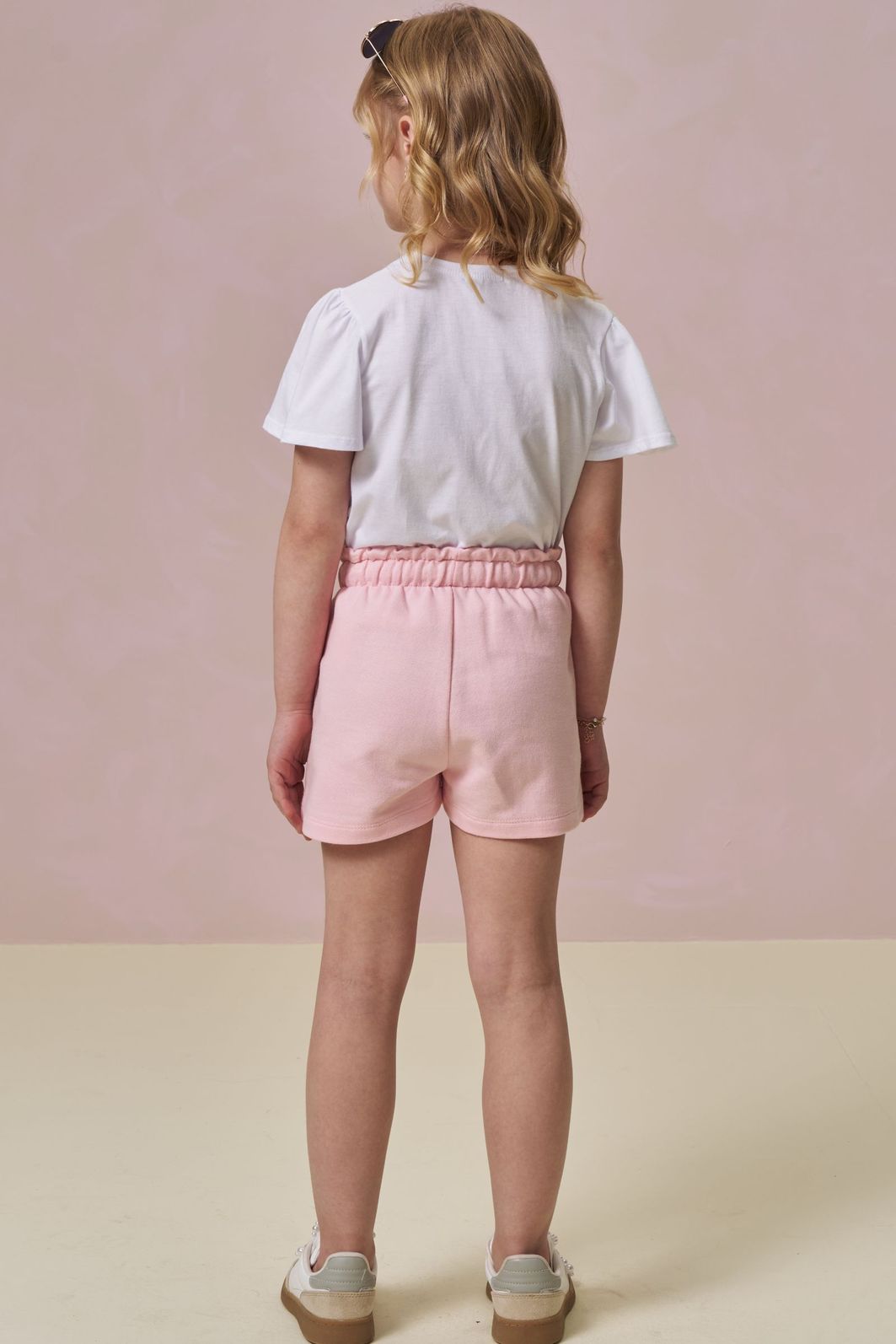 Conjunto de blusa em meia malha e shorts em moletom sem pelúcia 96267 Infanti Infantil Menina