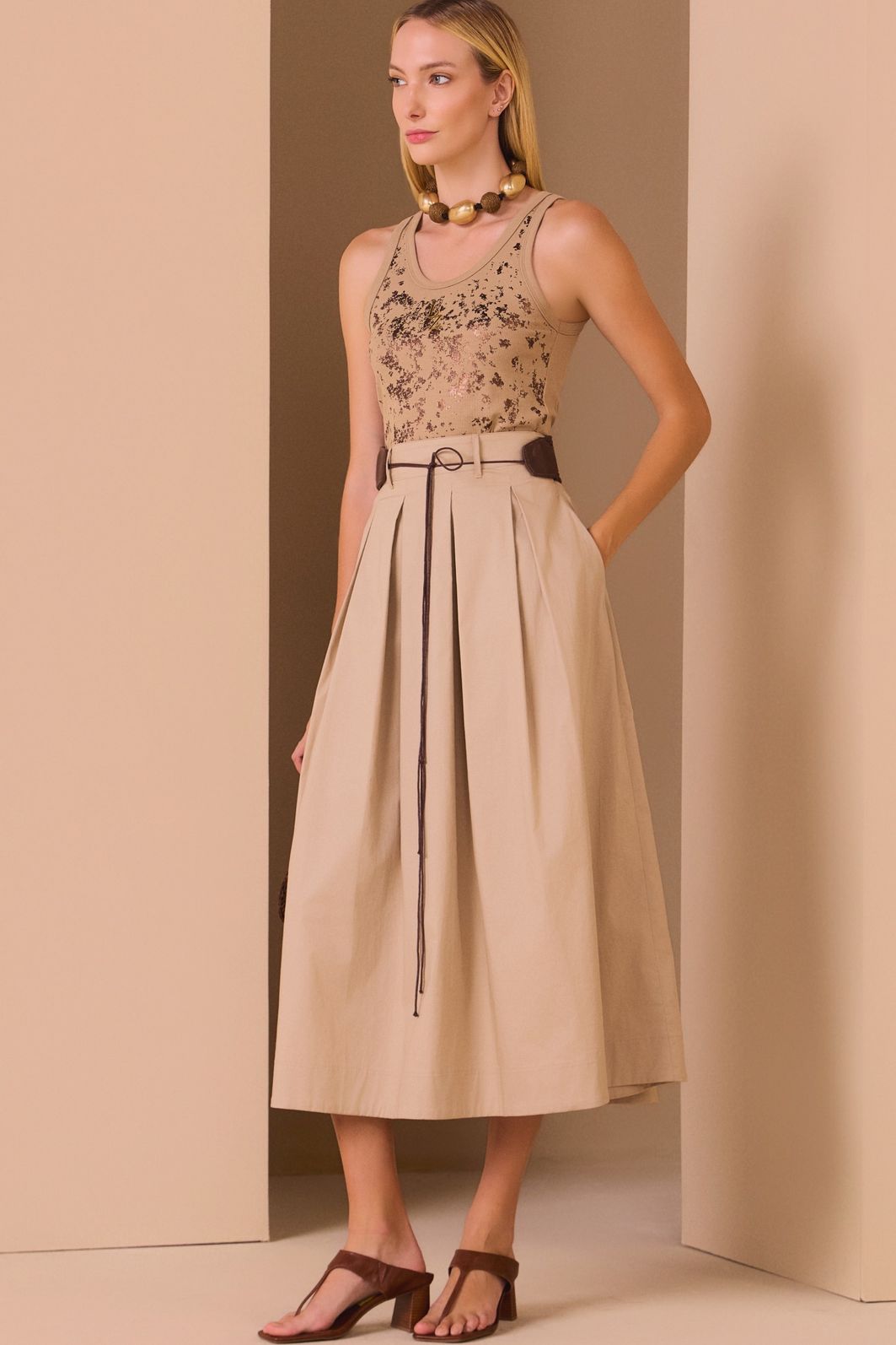 Saia maxi midi em tricoline de algodão premium com elastano 98333 Linzzi Saia maxi midi em tricoline de algodão premium com elastano 98333 Linzzi