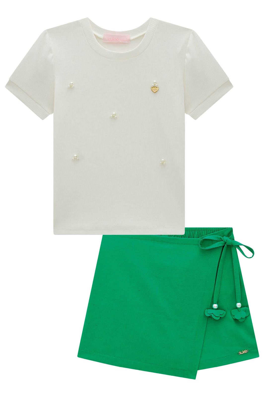 Conjunto de blusa em canelado e short saia em viscolinho sarjado 98708 Kukiê Infantil Menina Conjunto de blusa em canelado e short saia em viscolinho sarjado 98708 Kukiê Infantil Menina