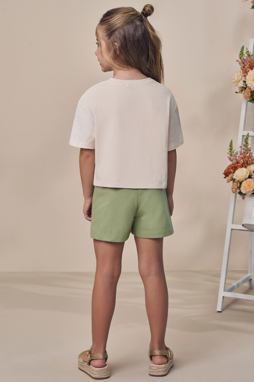 Shorts em linho com elastano 98123 Infanti Infantil Menina