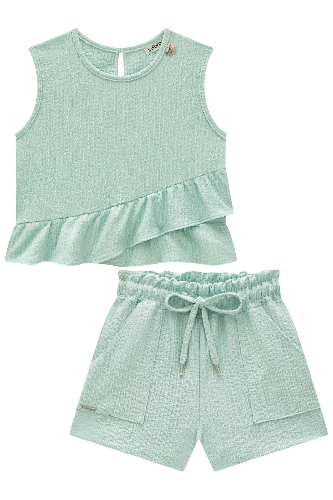 Conjunto de regata e shorts em malha anarruga 97036 Infanti Infantil Menina Conjunto de regata e shorts em malha anarruga 97036 Infanti Infantil Menina