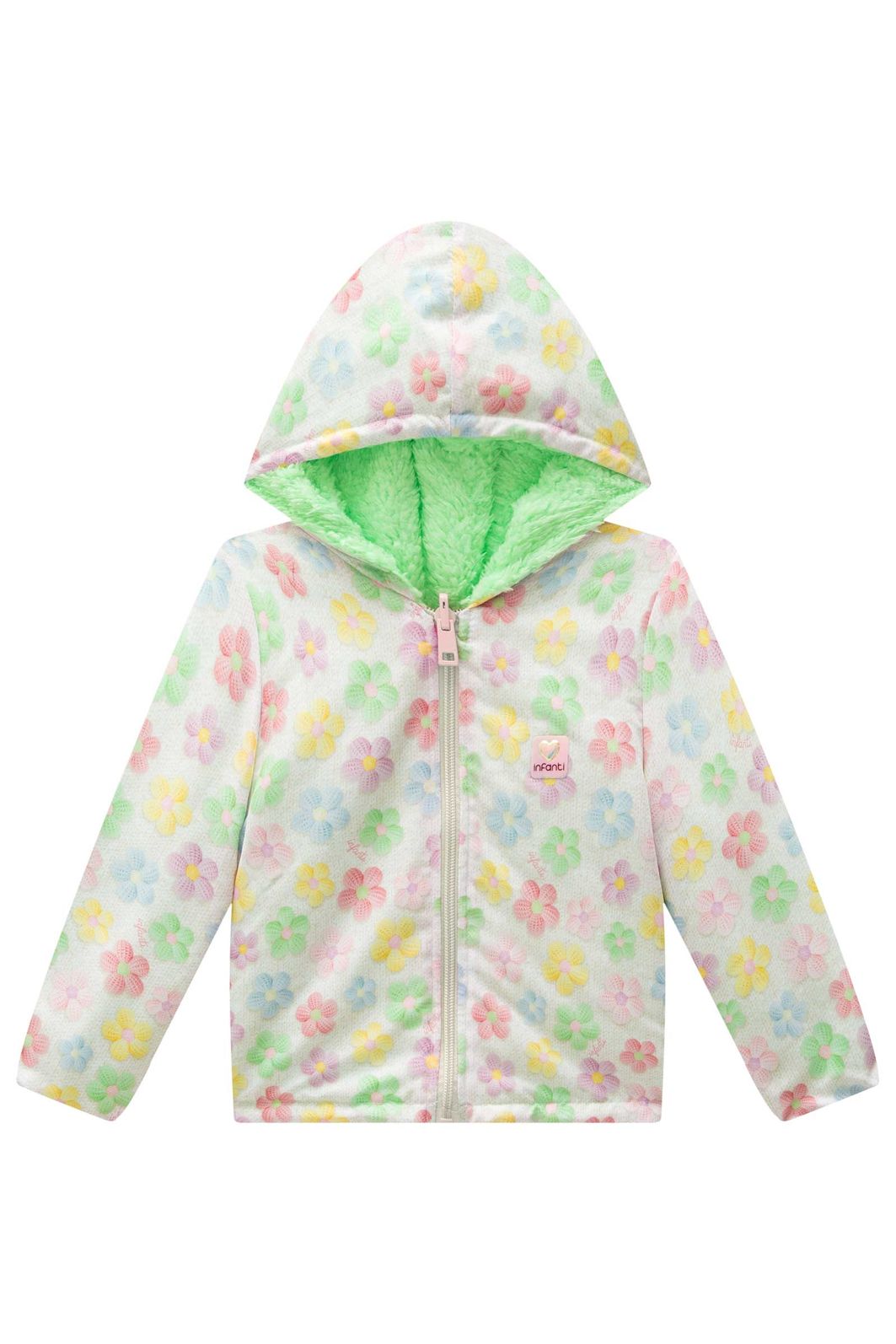 Jaqueta reversível em nylon e pelo carneirinho dublado 91098 Infanti Bebê Menina Jaqueta reversível em nylon e pelo carneirinho dublado 91098 Infanti Bebê Menina