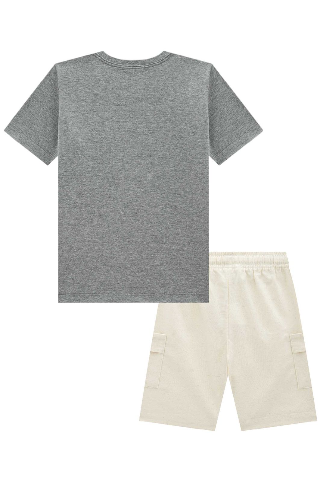 Conjunto de camiseta em meia malha e bermuda em linho santorine com elastano 97176 LucBoo Infantil Menino Conjunto de camiseta em meia malha e bermuda em linho santorine com elastano 97176 LucBoo Infantil Menino