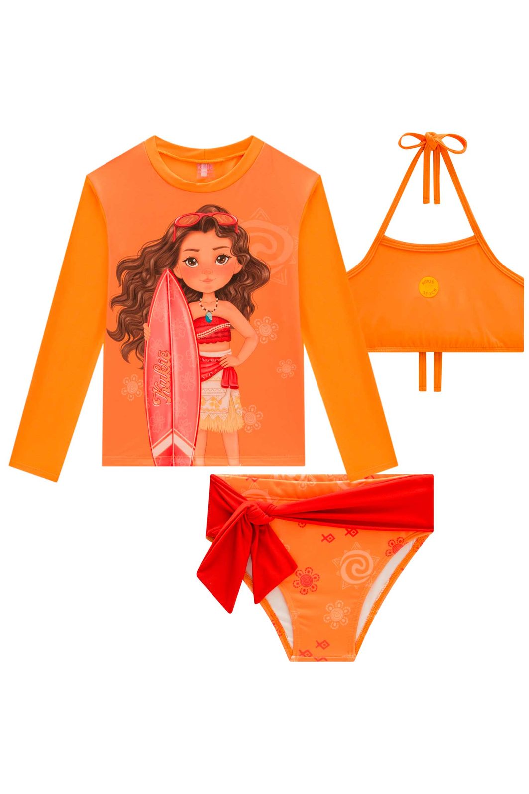 Trio de blusa e biquíni em malha com proteção UV50+ 99542 Kukiê Infantil Menina Trio de blusa e biquíni em malha com proteção UV50+ 99542 Kukiê Infantil Menina