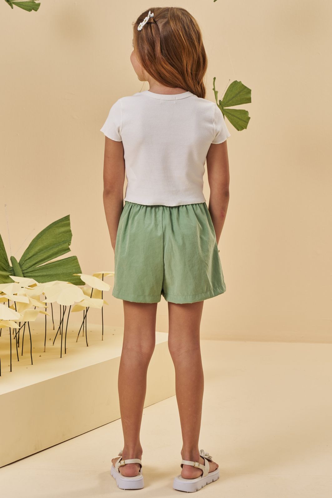 Conjunto de blusa em canelado e shorts em cupro 95545 Kukiê Infantil Menina Conjunto de blusa em canelado e shorts em cupro 95545 Kukiê Infantil Menina