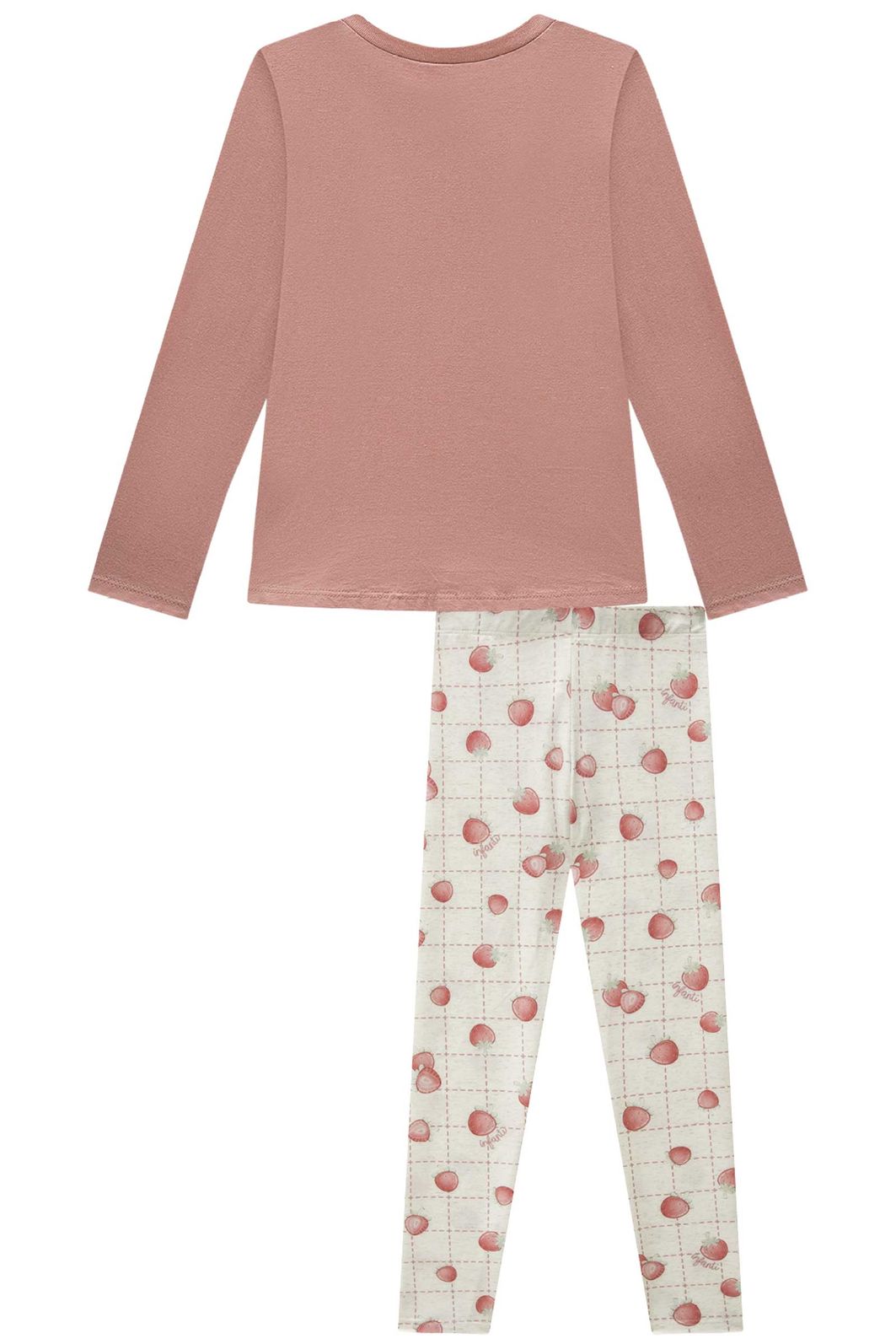 Conjunto de pijama de blusa em meia malha com calça legging em malha comfy 92399 Infanti Infantil Menina Conjunto de pijama de blusa em meia malha com calça legging em malha comfy 92399 Infanti Infantil Menina