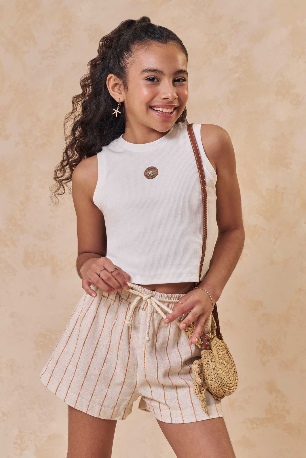 Conjunto de regata em canelado liz e shorts em linho rayon 95501 Lilimoon Teen Menina Conjunto de regata em canelado liz e shorts em linho rayon 95501 Lilimoon Teen Menina