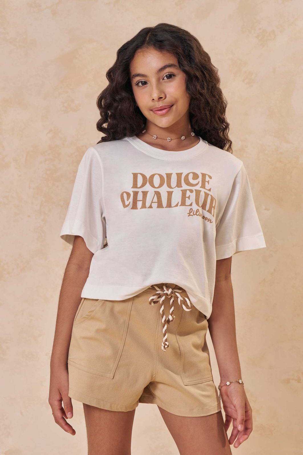 Conjunto de blusa em meia malha e shorts em sarja com elastano 95504 Lilimoon Teen Menina Conjunto de blusa em meia malha e shorts em sarja com elastano 95504 Lilimoon Teen Menina
