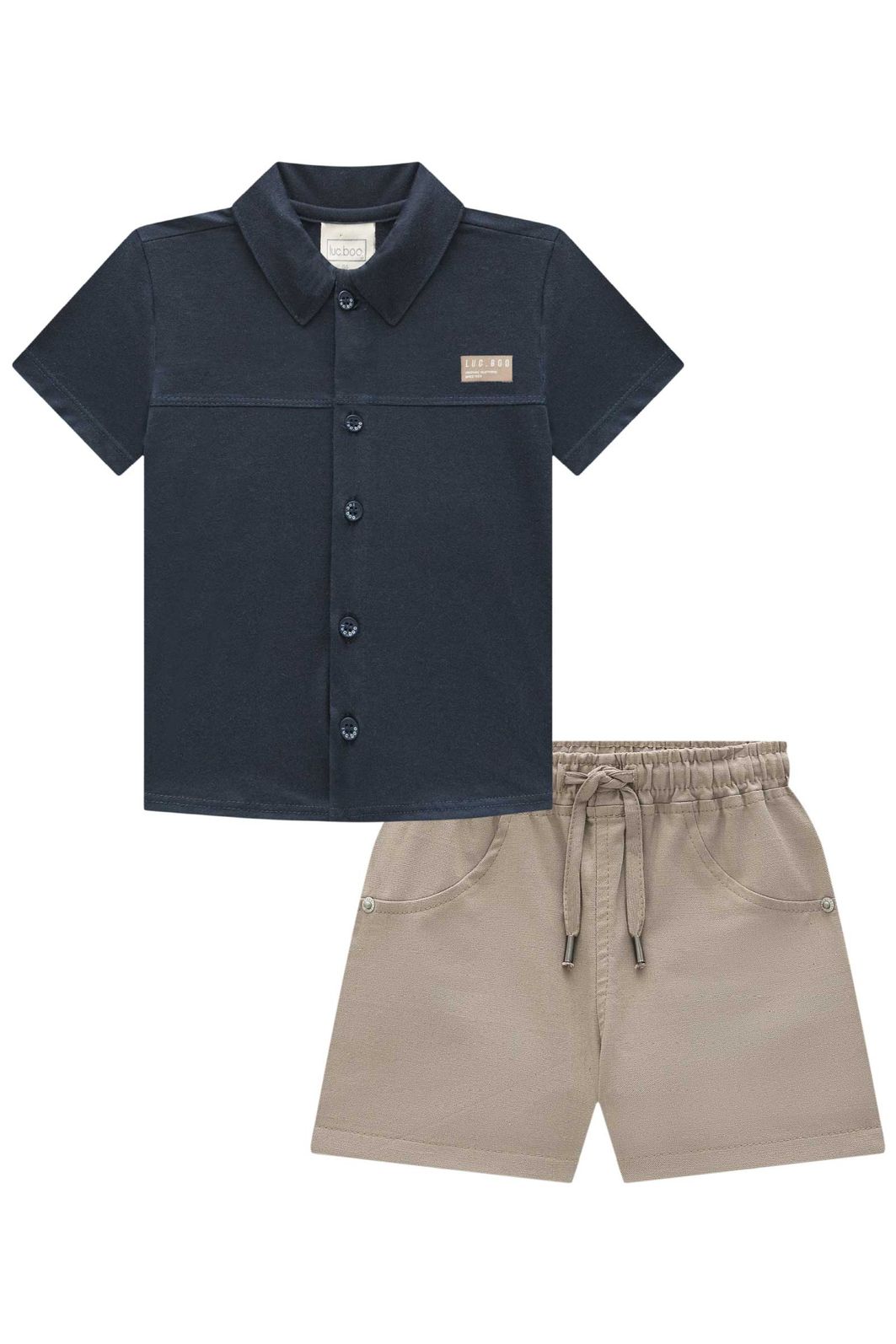 Conjunto de camisa em meia malha e bermuda em linho santorine com elastano 92866 LucBoo Bebê Menino Conjunto de camisa em meia malha e bermuda em linho santorine com elastano 92866 LucBoo Bebê Menino