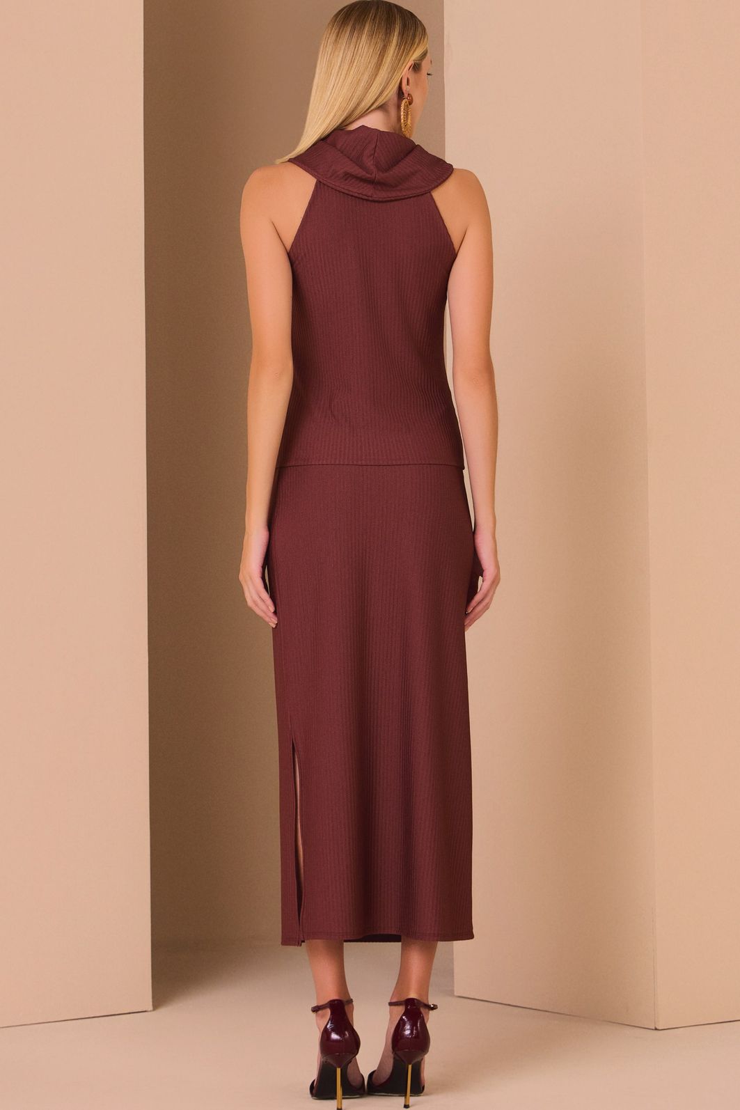 Saia maxi midi em malha texturizada premium com elastano 97731 Linzzi Saia maxi midi em malha texturizada premium com elastano 97731 Linzzi