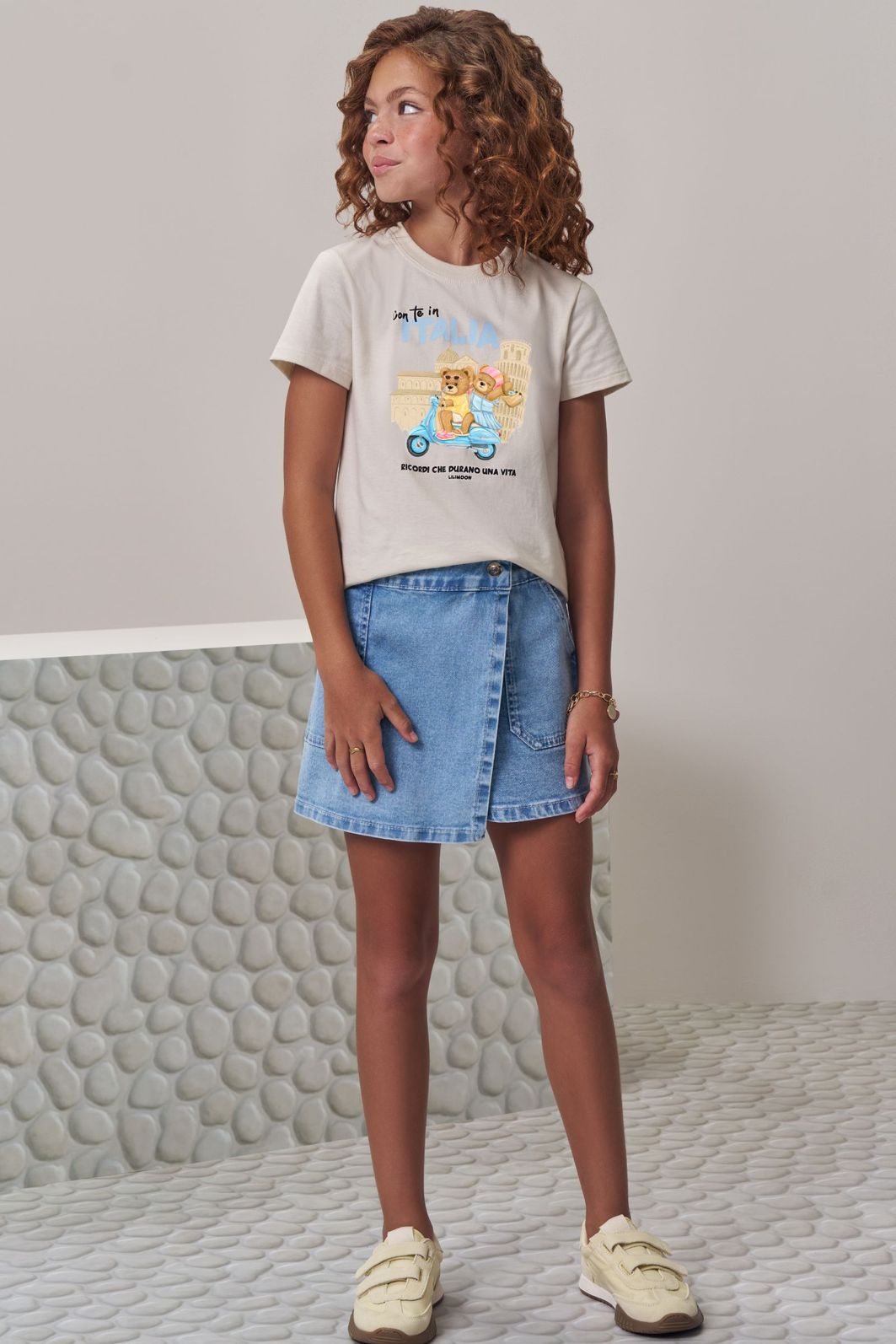 Short saia em jeans com elastano 98603 Lilimoon Teen Menina