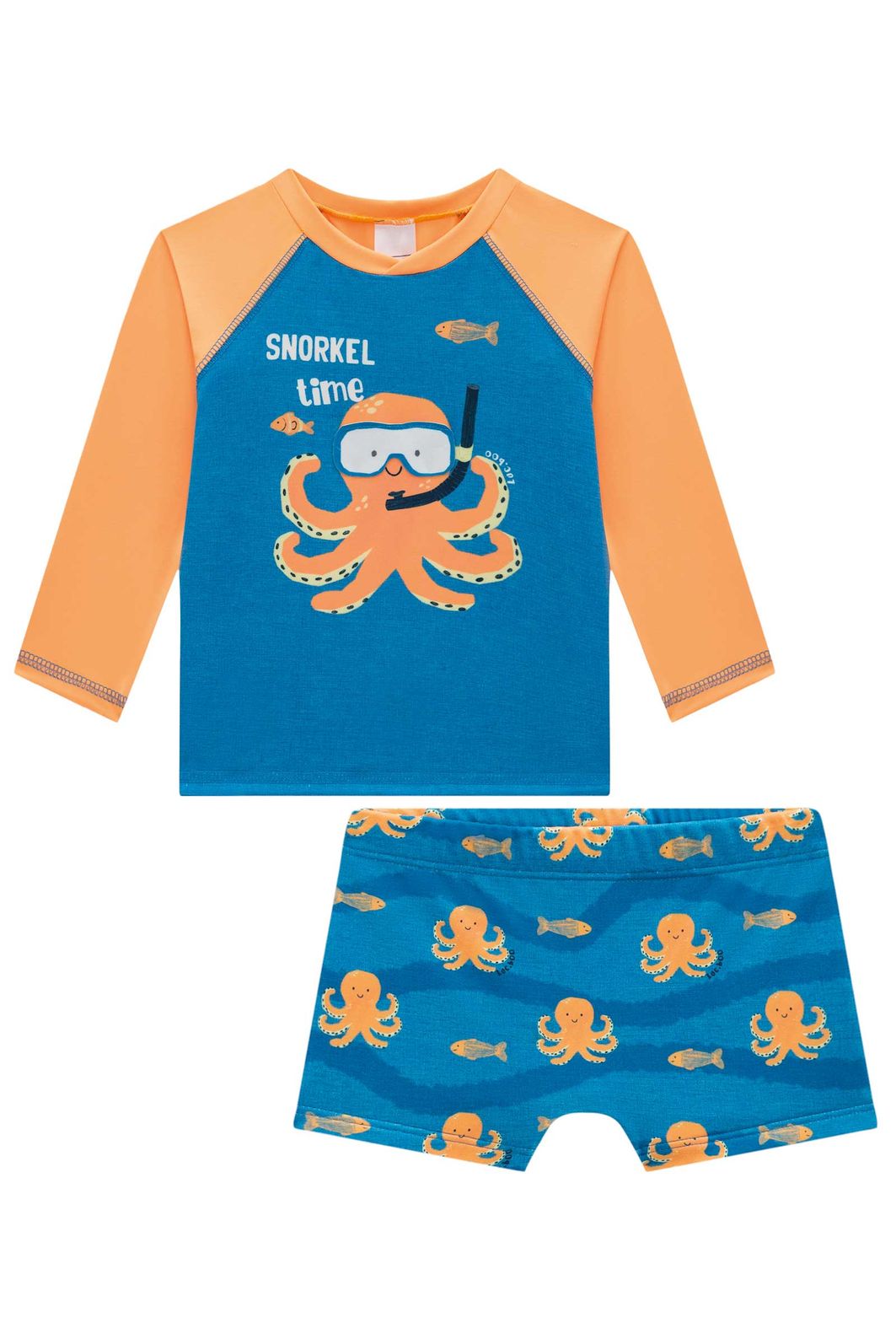 Conjunto de camiseta e sunga em malha UV dry com proteção UV50+ 95748 LucBoo Bebê Menino Conjunto de camiseta e sunga em malha UV dry com proteção UV50+ 95748 LucBoo Bebê Menino
