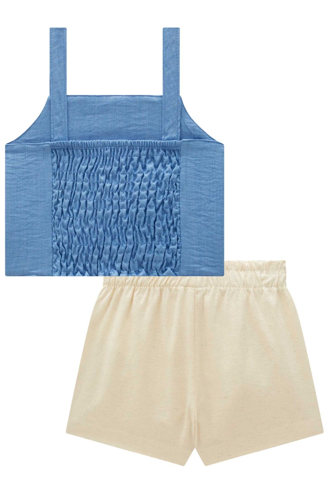 Conjunto de regata em alfaiataria linen e short saia em linho santorini com elastano 99589 Kukiê Infantil Menina Conjunto de regata em alfaiataria linen e short saia em linho santorini com elastano 99589 Kukiê Infantil Menina