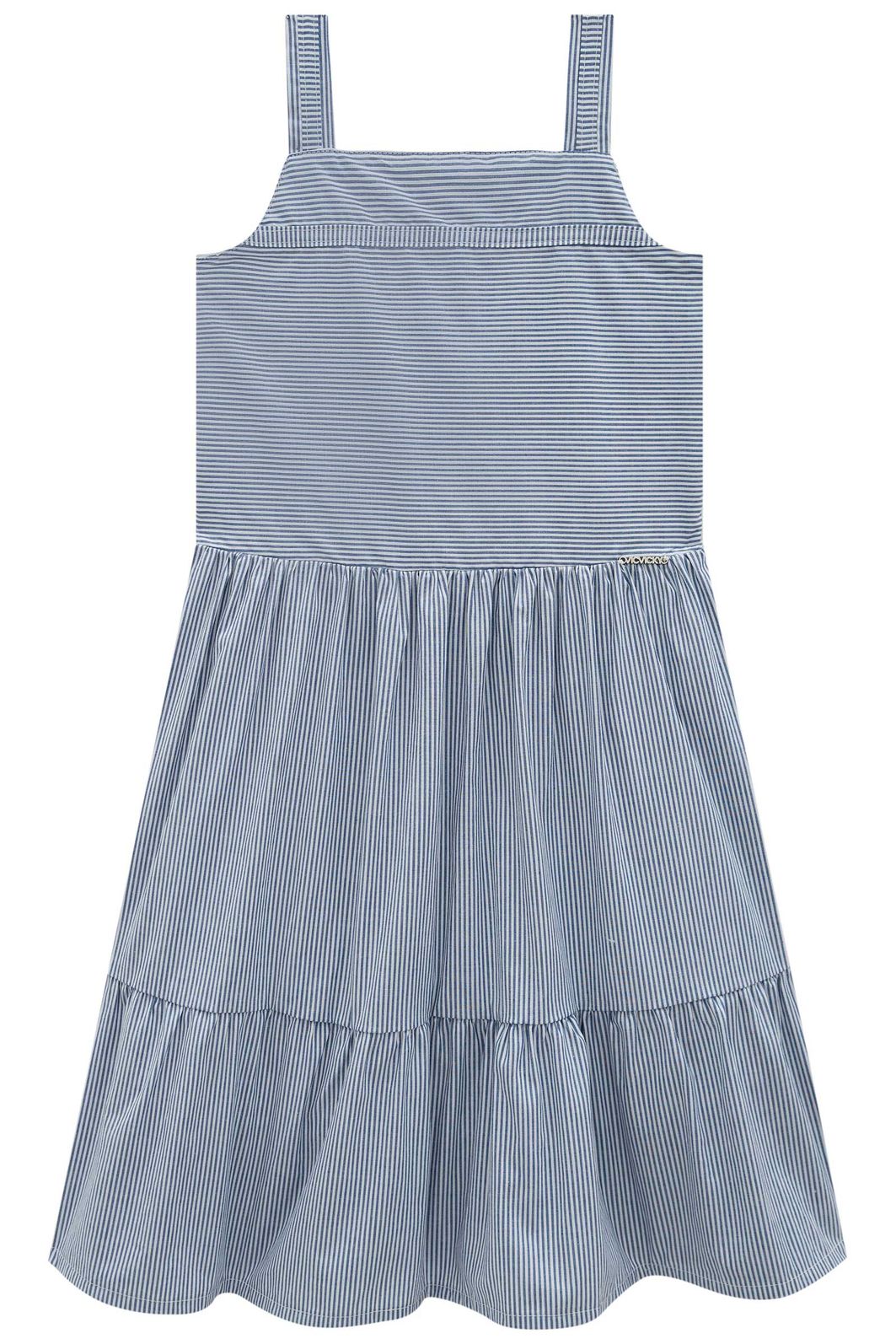 Vestido em tricoline fio tinto com elastano 95363 Vic Teen Menina Vestido em tricoline fio tinto com elastano 95363 Vic Teen Menina