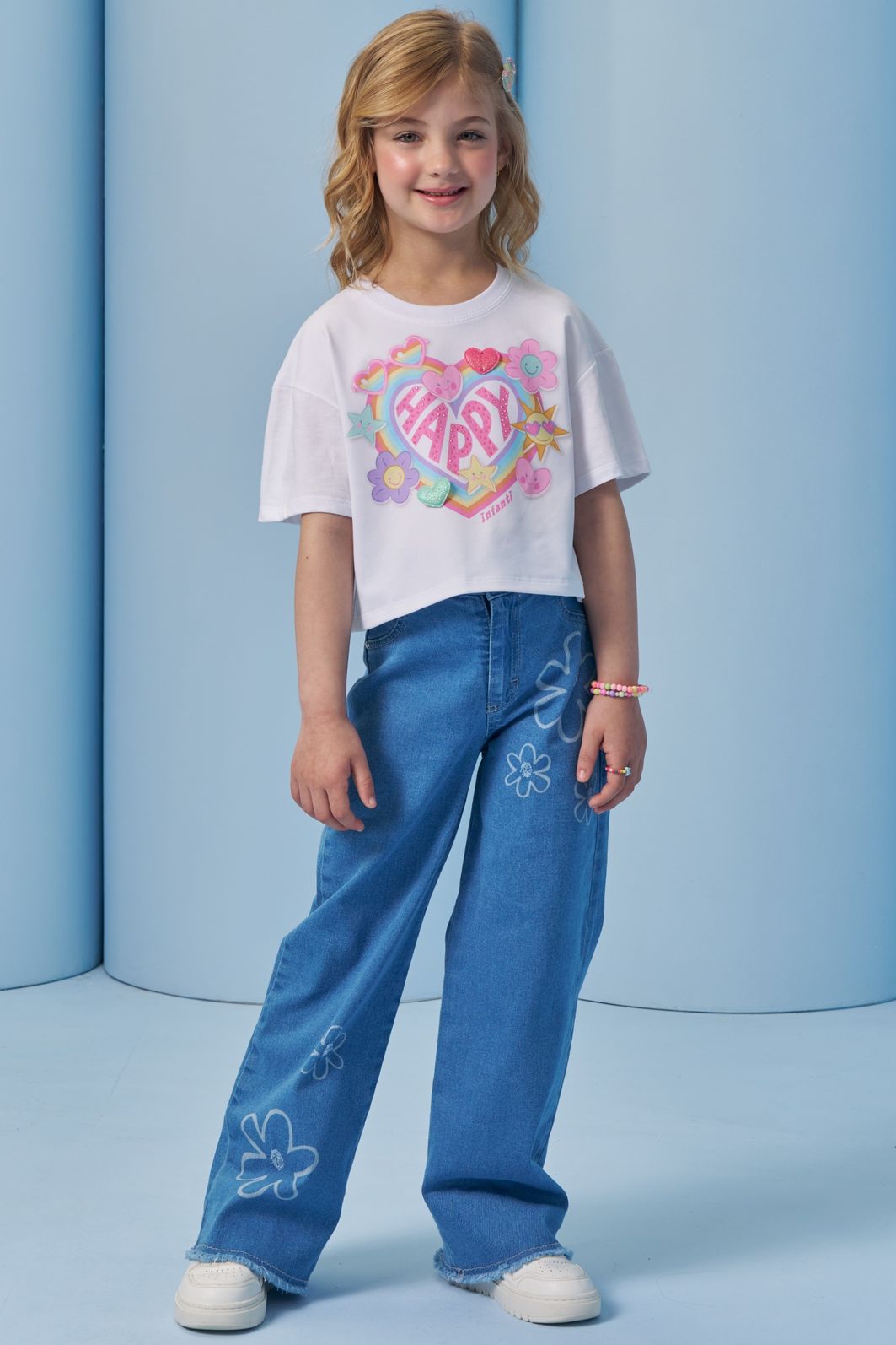 Calça wide leg em jeans com elastano 95404 Infanti Infantil Menina Calça wide leg em jeans com elastano 95404 Infanti Infantil Menina