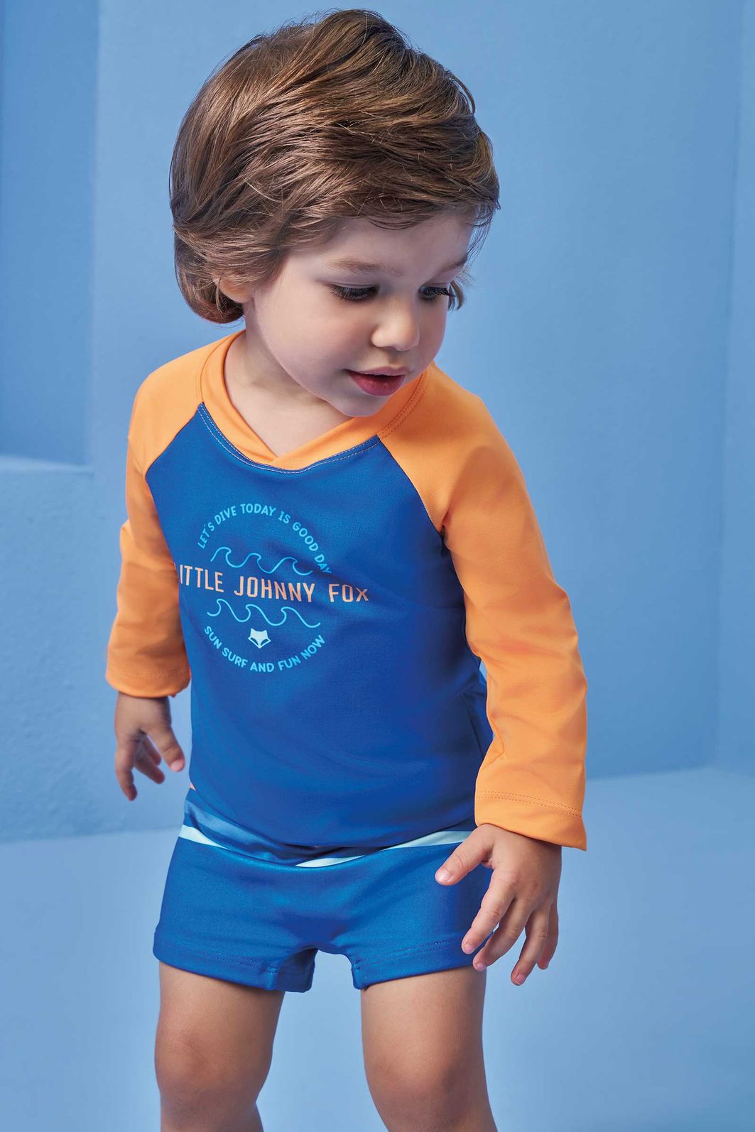 Conjunto de camiseta e sunga em malha uv dry com proteção UV50+ 99562 Johnny Fox Teen Menino Conjunto de camiseta e sunga em malha uv dry com proteção UV50+ 99562 Johnny Fox Teen Menino