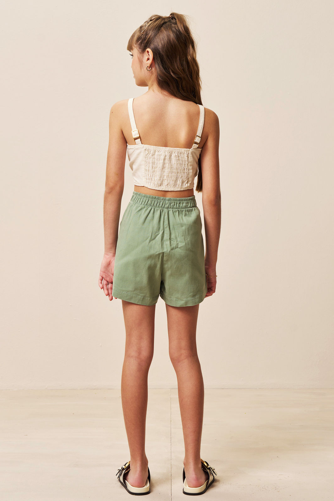 Conjunto de blusa em linho deluxe e short saia em sarja com elastano 94959 Vic Teen Menina Conjunto de blusa em linho deluxe e short saia em sarja com elastano 94959 Vic Teen Menina