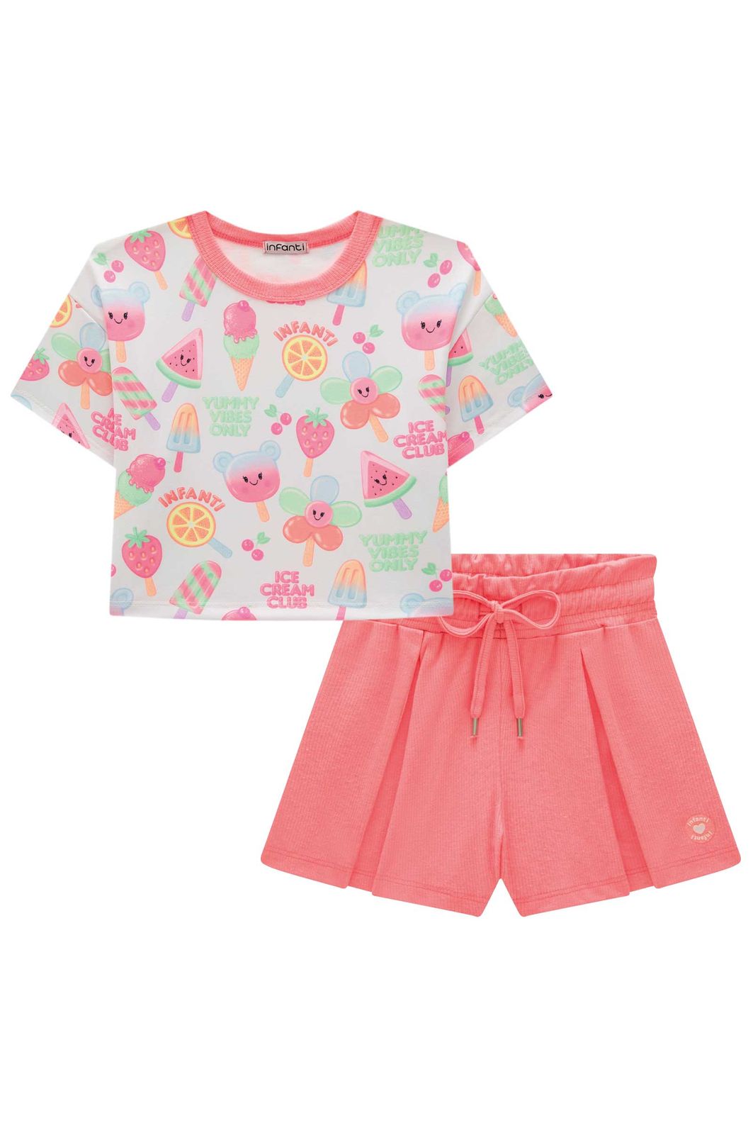 Conjunto de blusa em malha power e shorts em canelado liz 95420 Infanti Infantil Menina Conjunto de blusa em malha power e shorts em canelado liz 95420 Infanti Infantil Menina