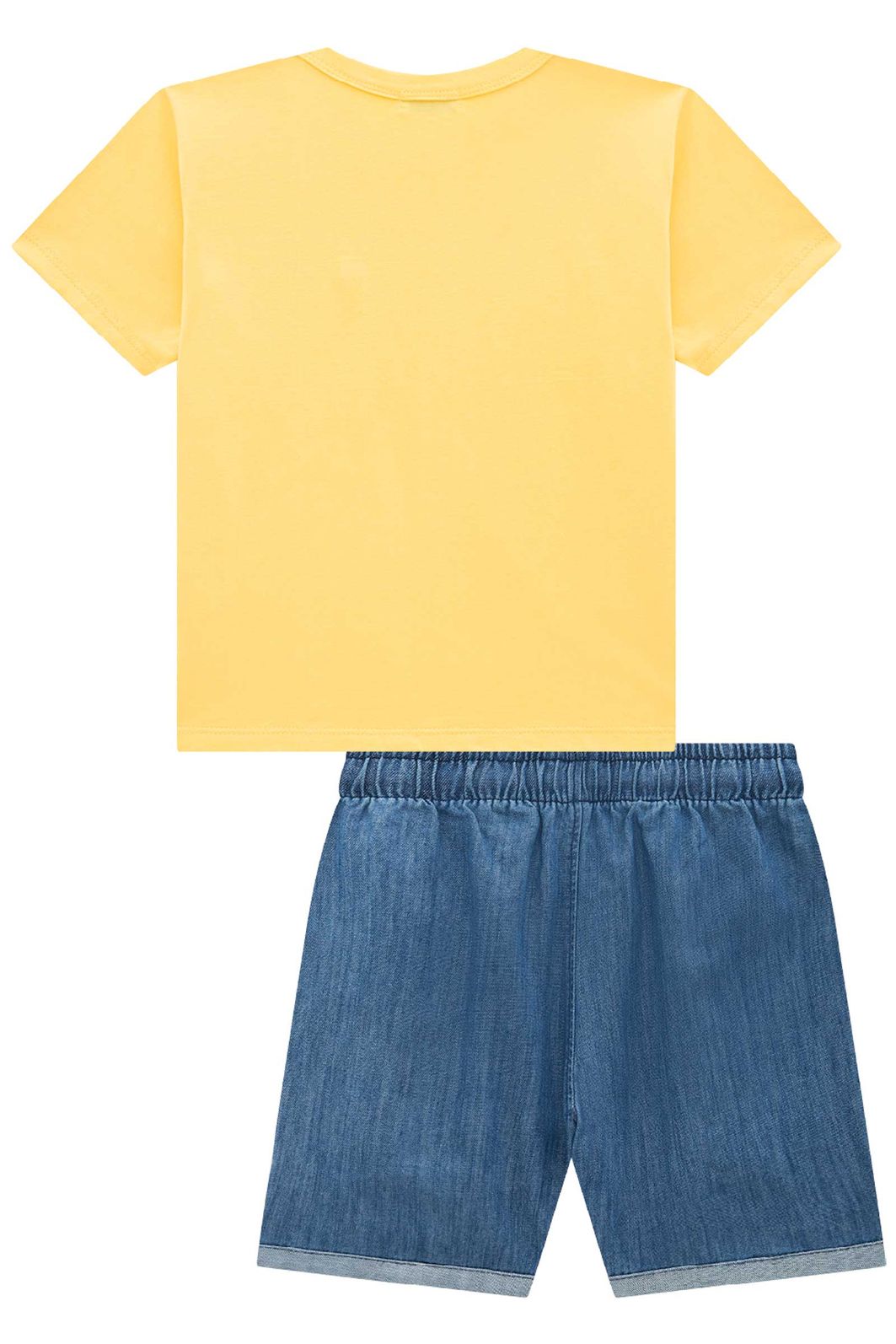 Conjunto de camiseta em meia malha e bermuda em jeans benicio com elastano 97270 LucBoo Infantil Menino Conjunto de camiseta em meia malha e bermuda em jeans benicio com elastano 97270 LucBoo Infantil Menino