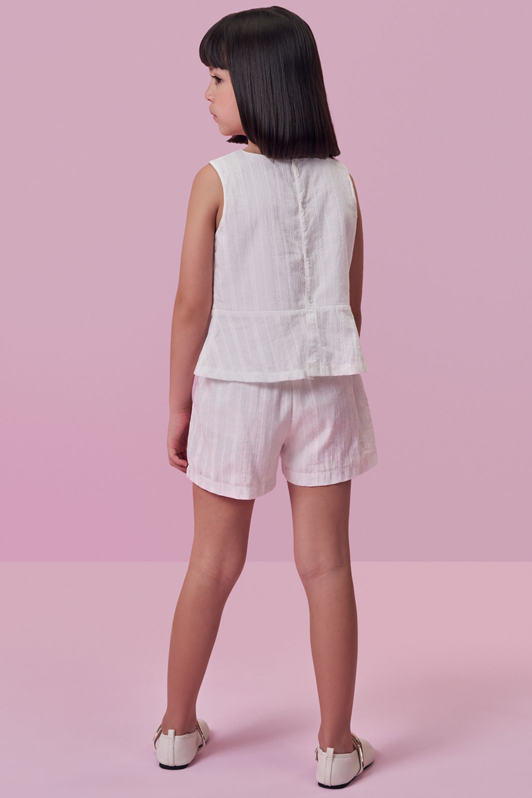 Conjunto de bata e shorts em tricoline textura listrada 100% algodão 99655 Kukiê Infantil Menina Conjunto de bata e shorts em tricoline textura listrada 100% algodão 99655 Kukiê Infantil Menina