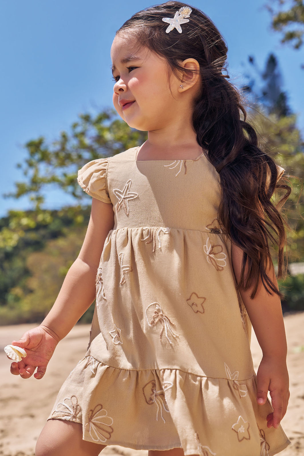 Vestido em blend de linho bordado 96175 Infanti Infantil Menina Vestido em blend de linho bordado 96175 Infanti Infantil Menina