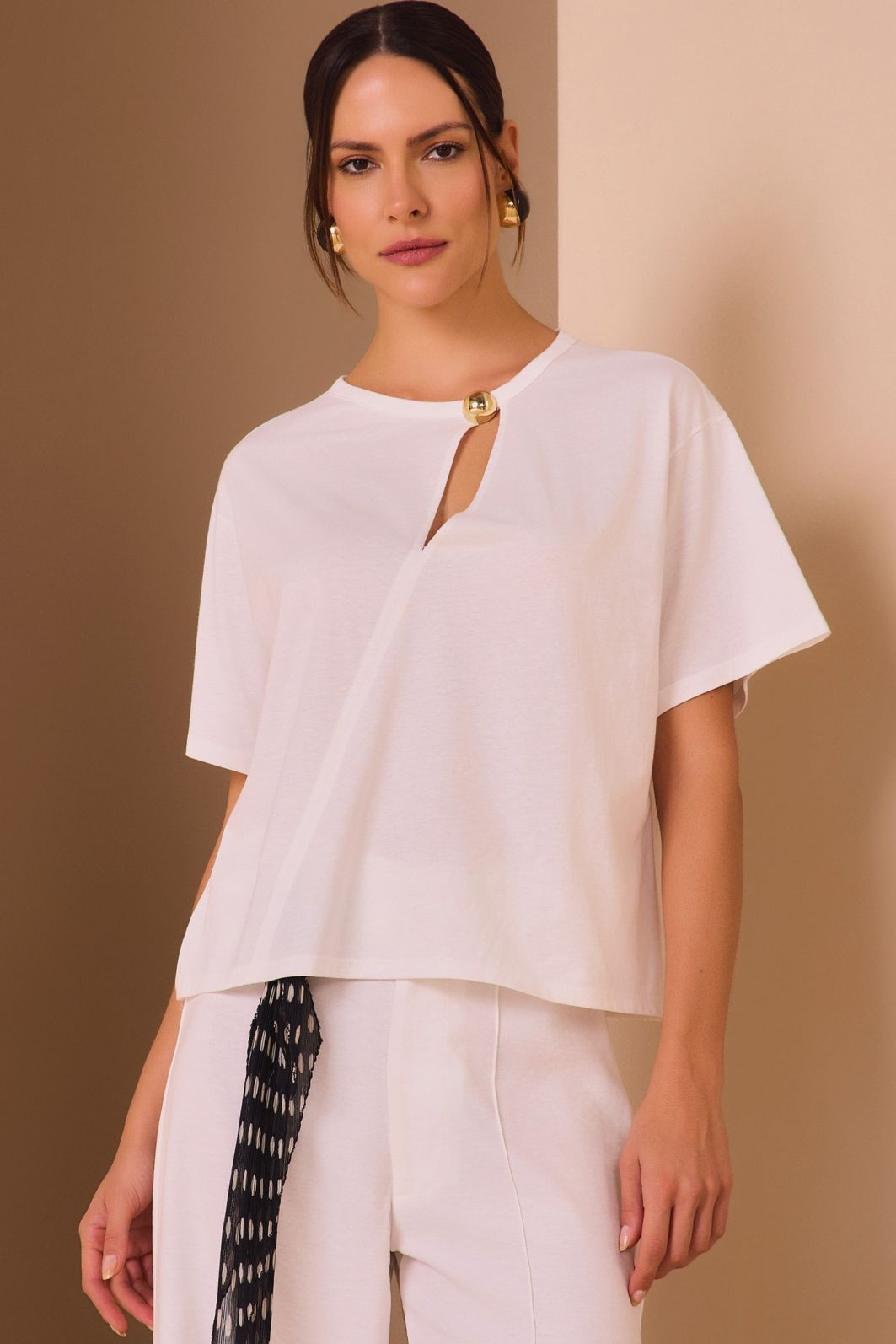 Blusa em malha de algodão premium 98444 Linzzi Blusa em malha de algodão premium 98444 Linzzi