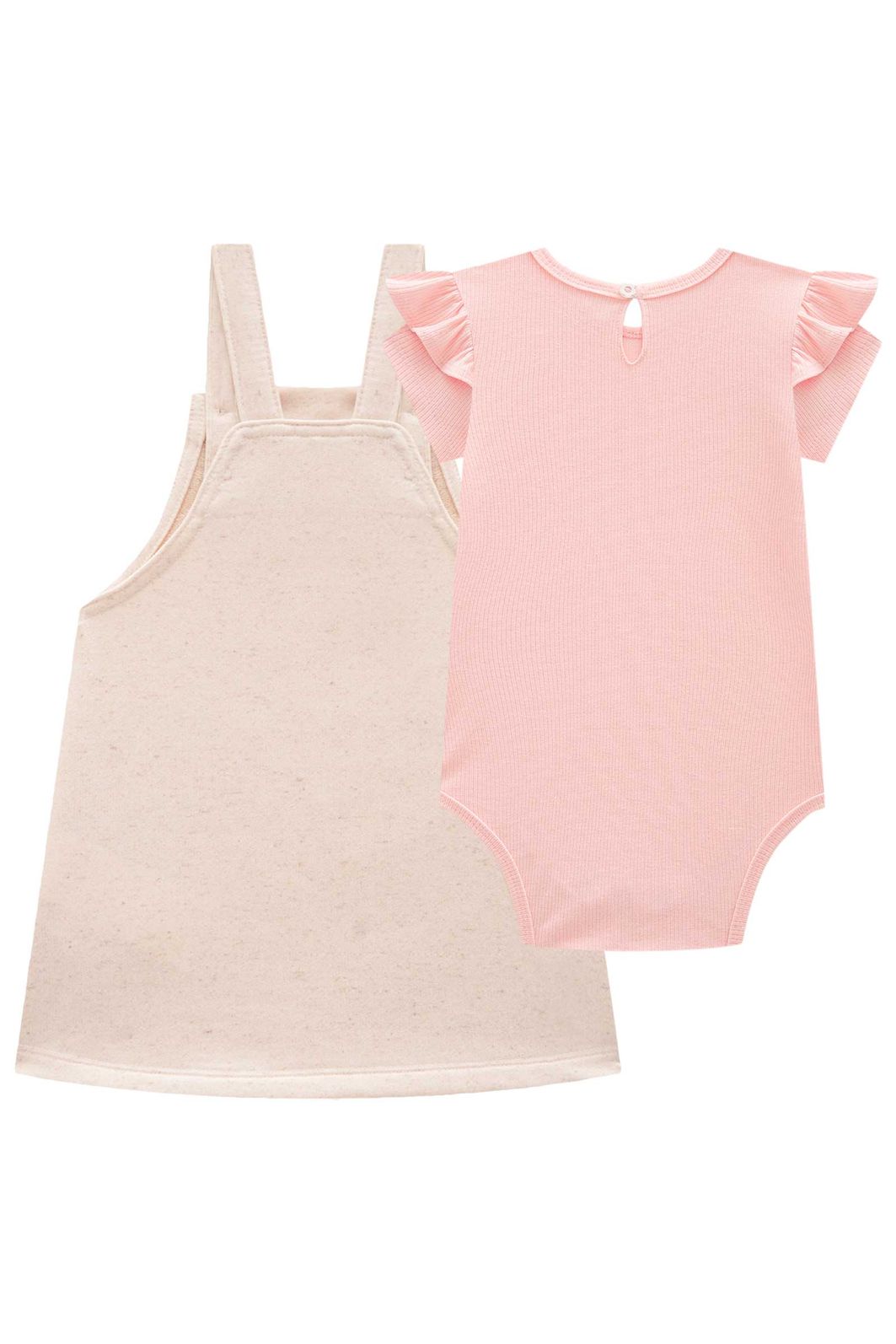 Conjunto de body em canelado e salopete em moletom linho sem pelúcia 98058 Kukiê Bebê Menina Conjunto de body em canelado e salopete em moletom linho sem pelúcia 98058 Kukiê Bebê Menina