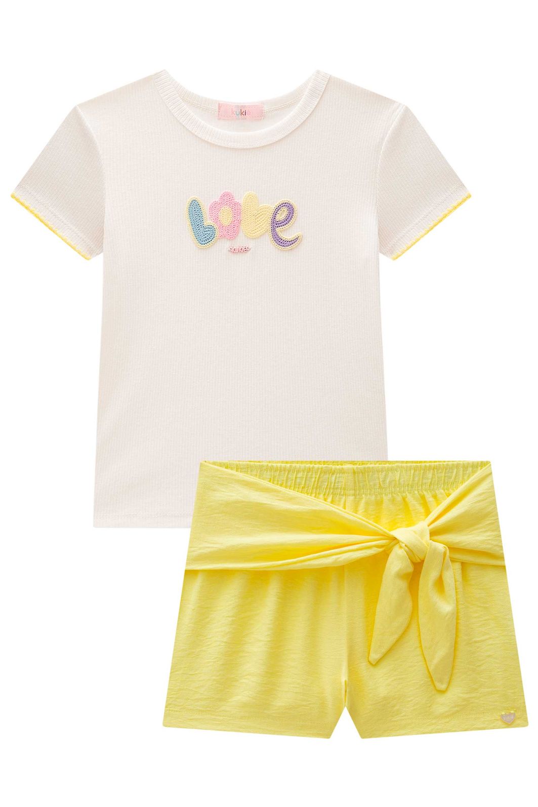 Conjunto de blusa em canelado Liz e shorts em viscose 99423 Kukiê Infantil Menina