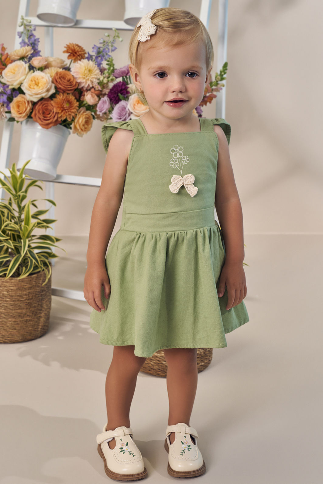 Vestbody em linho com elastano 98086 Infanti Bebê Menina Vestbody em linho com elastano 98086 Infanti Bebê Menina