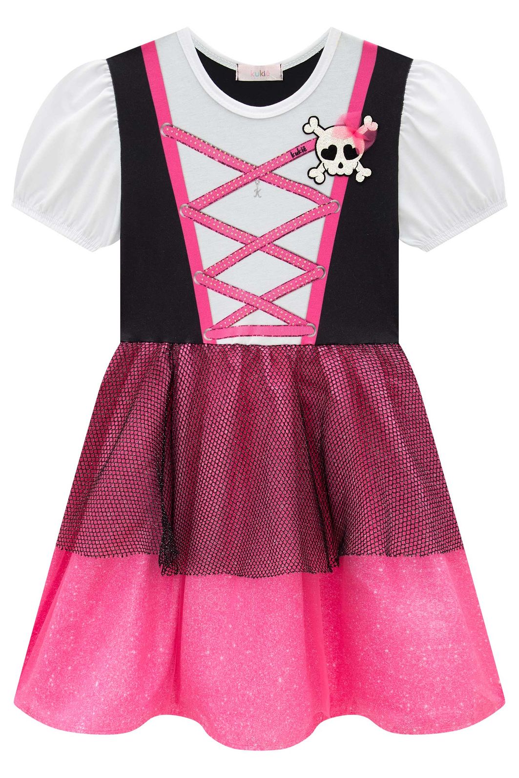 Fantasia de Piratinha (Vestido em malha power, tule e paetê. Acompanha tapa olho) 97622 Kukiê Infantil Menina Fantasia de Piratinha (Vestido em malha power, tule e paetê. Acompanha tapa olho) 97622 Kukiê Infantil Menina