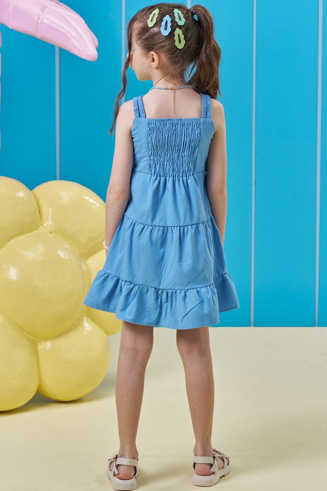 Vestido em linho santorine 95902 Kukiê Infantil Menina Vestido em linho santorine 95902 Kukiê Infantil Menina