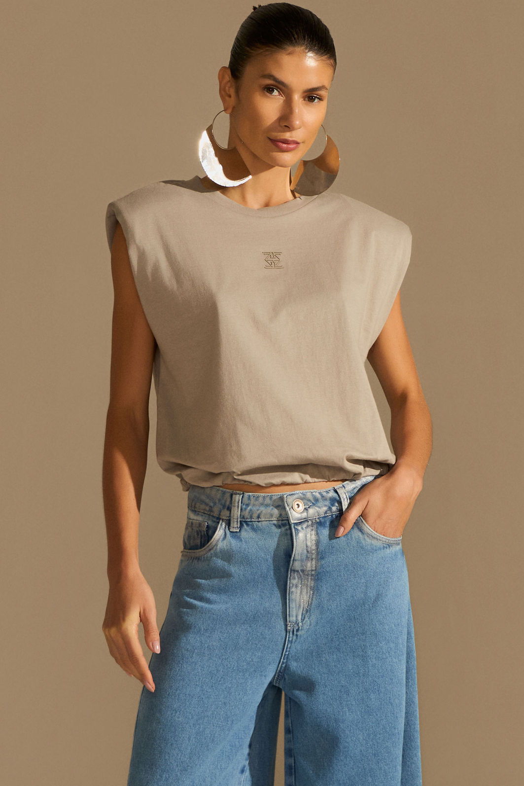 Blusa em malha de algodão premium 95834 Linzzi Blusa em malha de algodão premium 95834 Linzzi