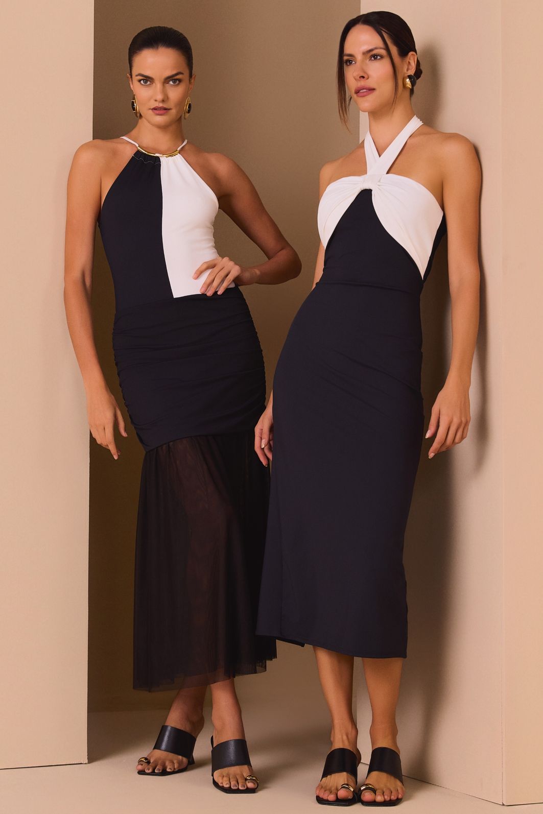 Vestido midi em malha poliamida delicaté 98935 Linzzi Vestido midi em malha poliamida delicaté 98935 Linzzi