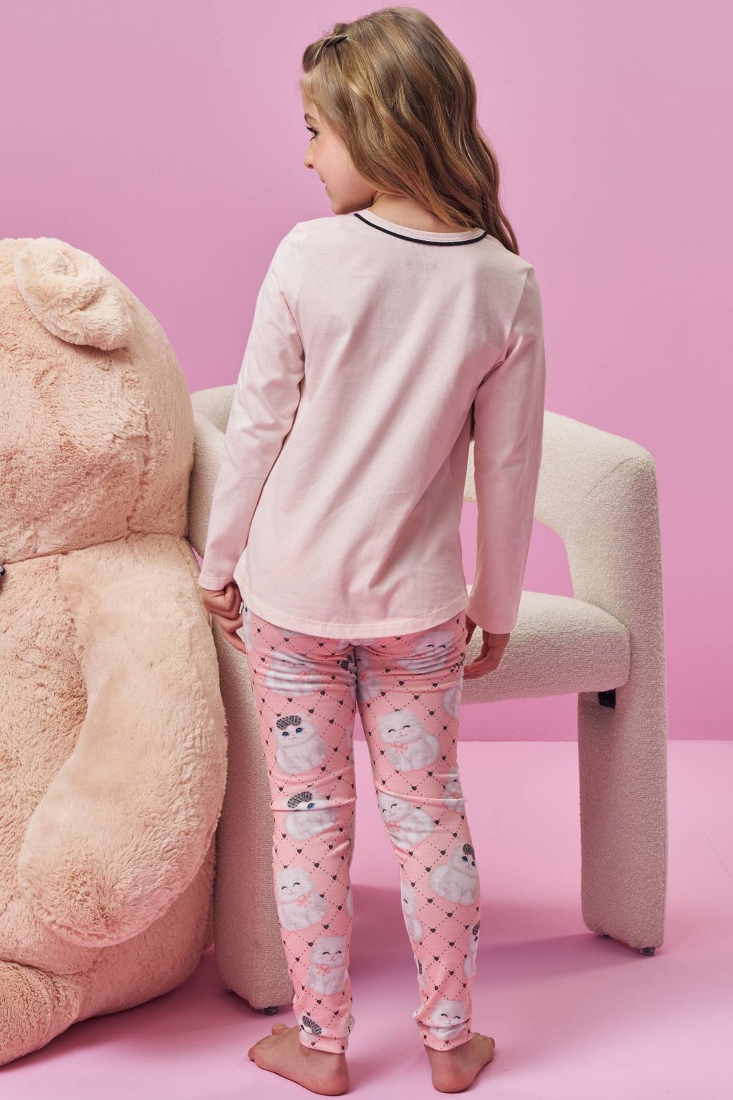 Conjunto de pijama de blusa em meia malha e calça legging em malha fresh 94272 Kukiê Infantil Menina Conjunto de pijama de blusa em meia malha e calça legging em malha fresh 94272 Kukiê Infantil Menina