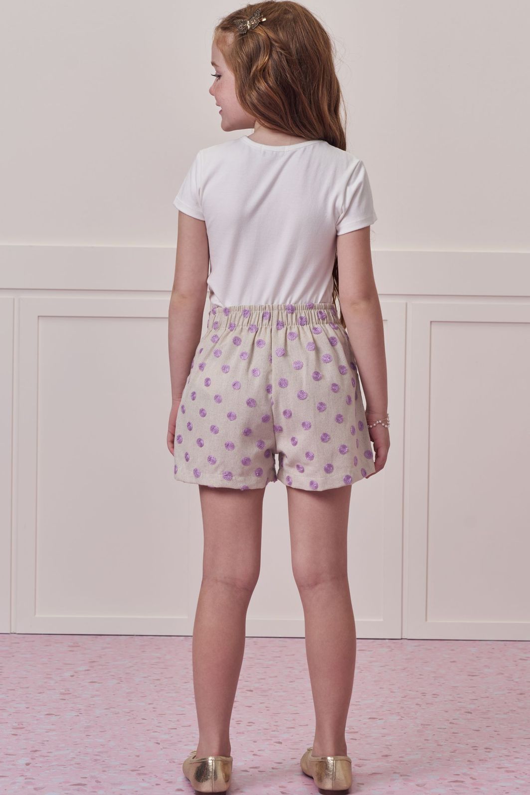 Conjunto de blusa em cotton com shorts em linho bordado poá 99394 Infanti Infantil Menina Conjunto de blusa em cotton com shorts em linho bordado poá 99394 Infanti Infantil Menina