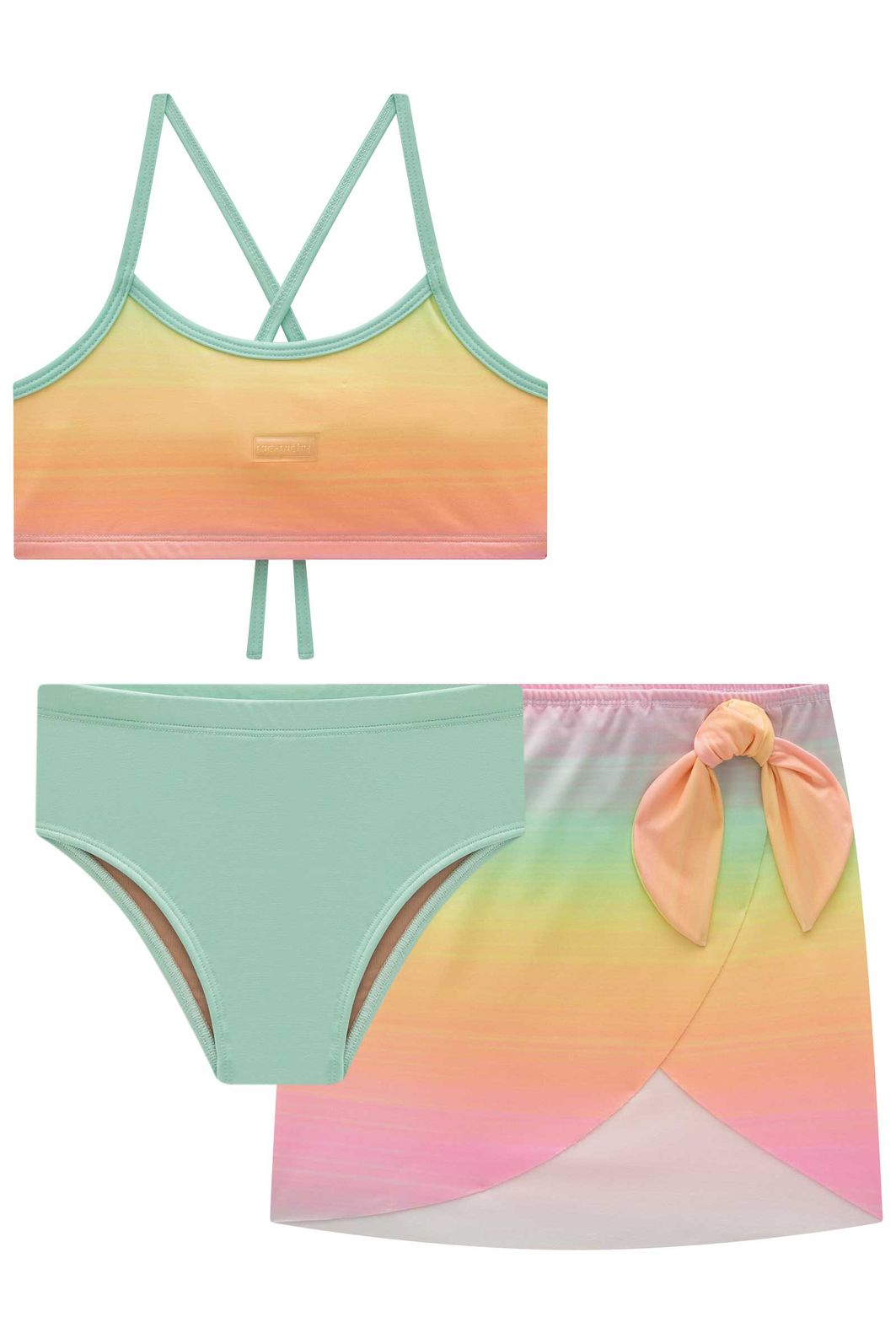 Trio de biquíni e saída de praia em malha UV50 92968 Vic Teen Menina Trio de biquíni e saída de praia em malha UV50 92968 Vic Teen Menina