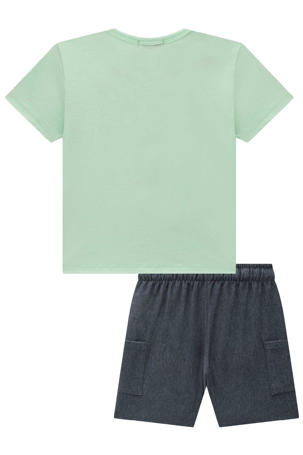 Conjunto de camiseta em meia malha e bermuda em cotton jeans com elastano 94556 LucBoo Infantil Menino Conjunto de camiseta em meia malha e bermuda em cotton jeans com elastano 94556 LucBoo Infantil Menino