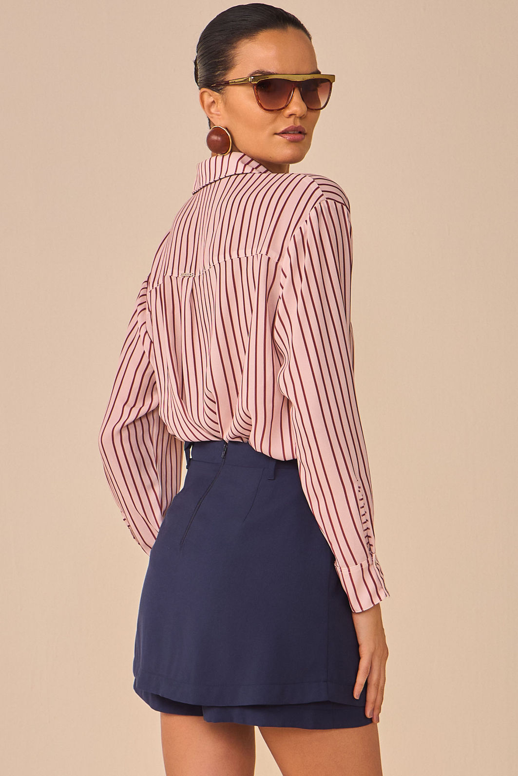 Camisa em chiffon listrado 96745 Linzzi Camisa em chiffon listrado 96745 Linzzi