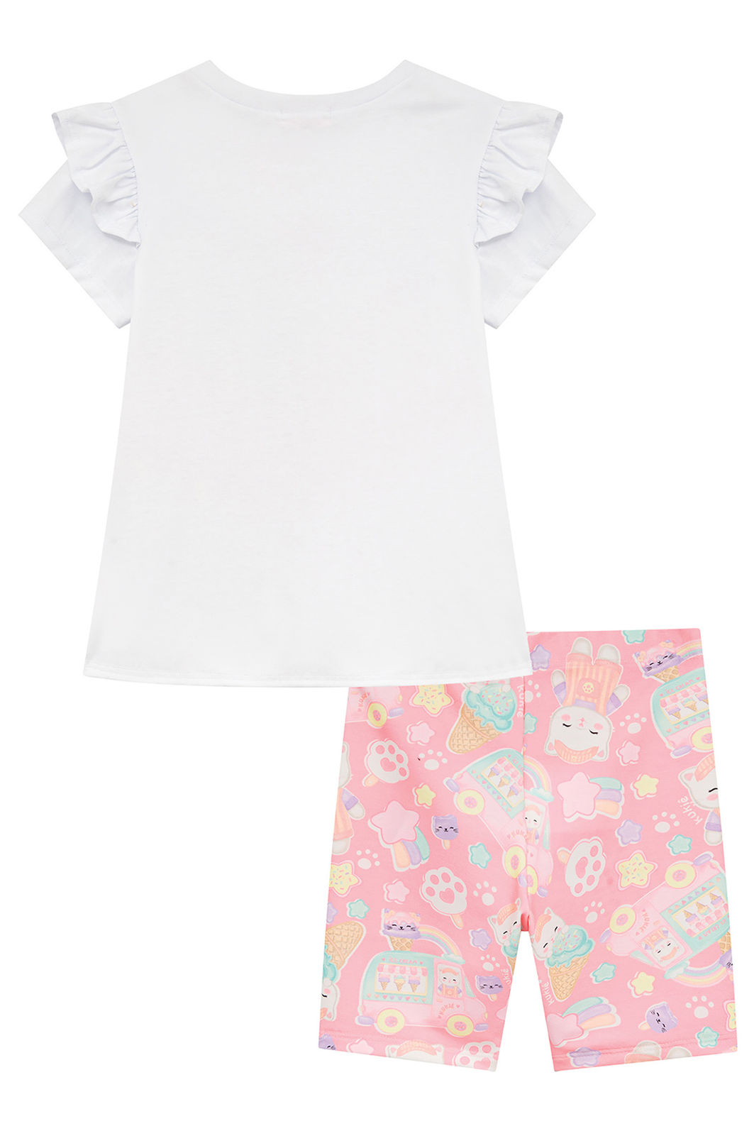 Conjunto de blusa em meia malha e bermuda biker em molecotton 95090 Kukiê Infantil Menina Conjunto de blusa em meia malha e bermuda biker em molecotton 95090 Kukiê Infantil Menina